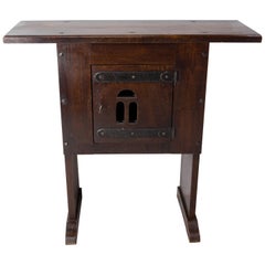 Used French Little Console or Nightstand Elm Bedside Table Spanish Style, Mid-Century