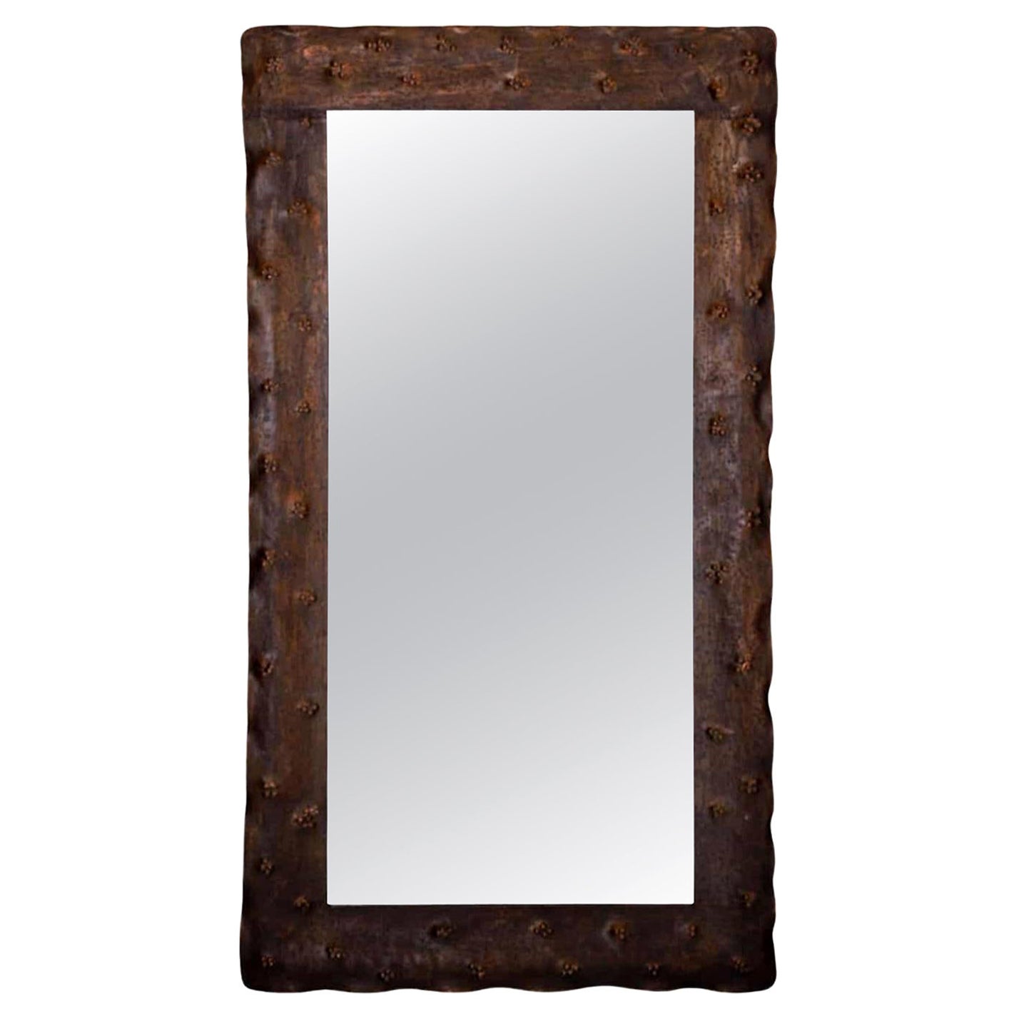 20th Century Italian Mid-Century Modern Vintage Metal Wall Glass Mirror