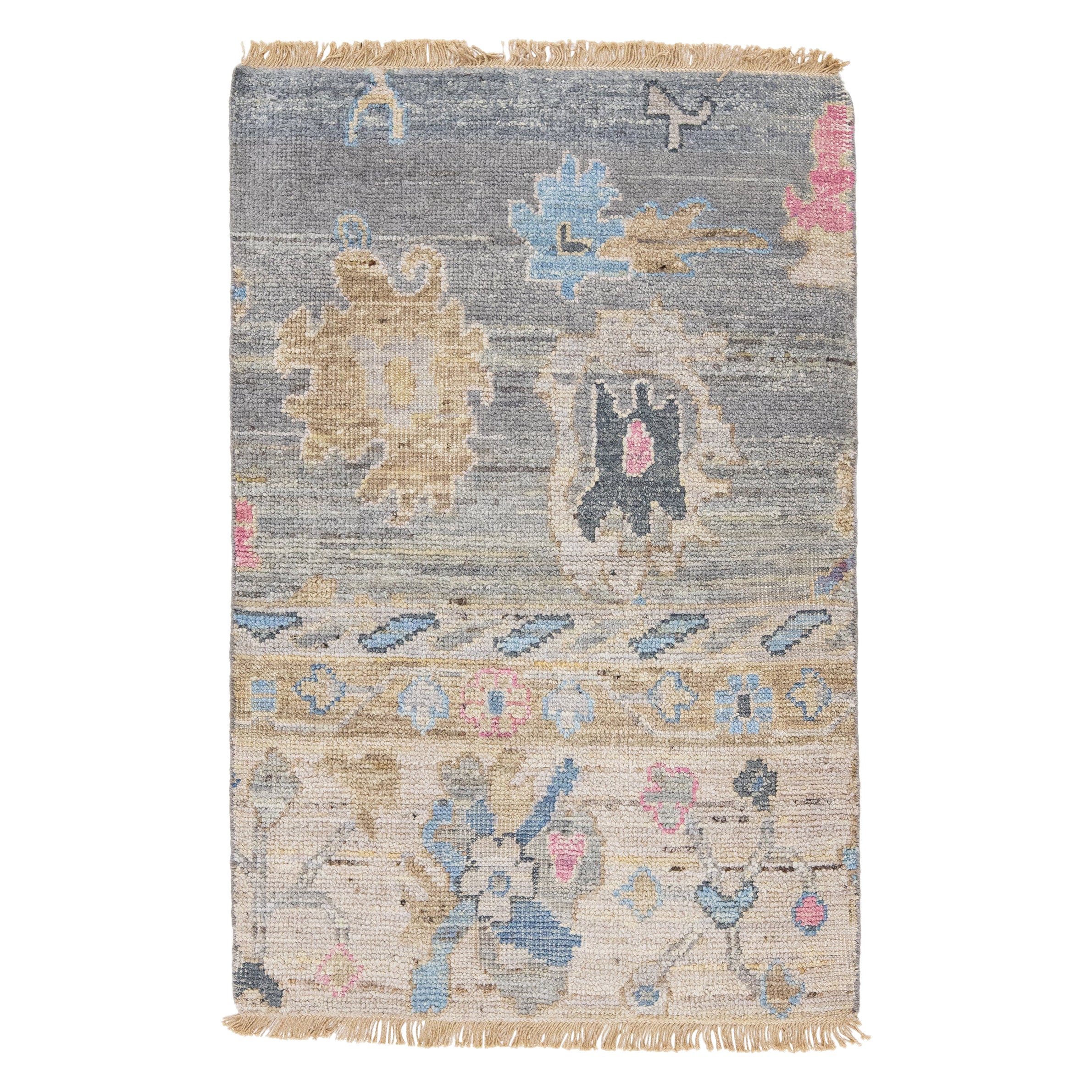 Apadana's Modern Oushak Style Handmade Multicolor Custom Wool Rug
