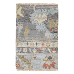 Apadana's Modern Oushak Style Gray Handmade Custom Wool Rug