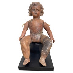 Retro Terracotta Articulated Doll Santos Figure