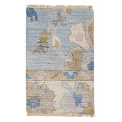Apadana's Modern Oushak Style Blue Handmade Custom Wool Rug