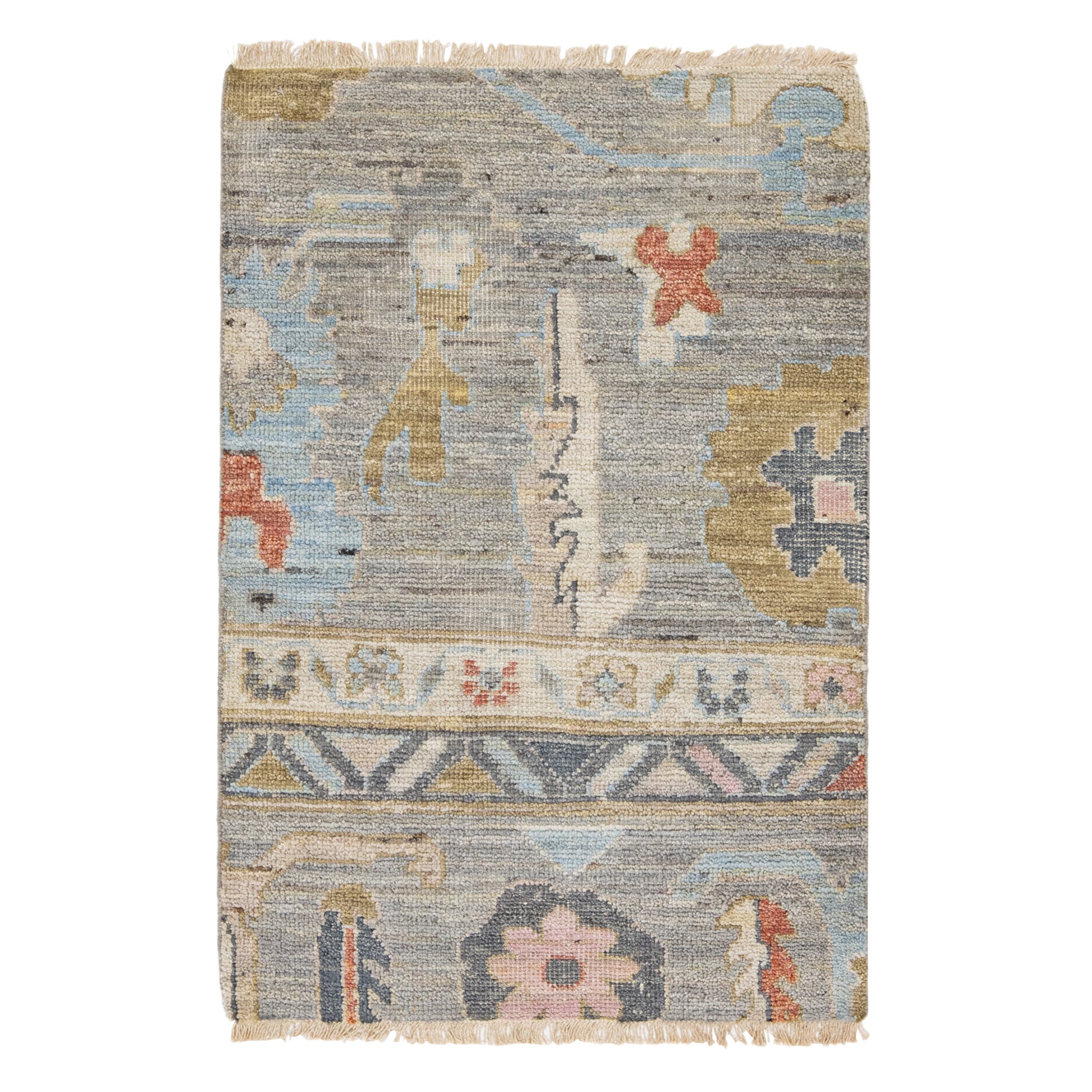 Apadana's Modern Oushak Style Multicolor Handmade Custom Wool Rug