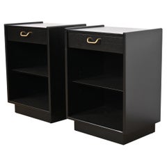 Harvey Probber Mid-Century Modern Black Lacquered Nightstands, Newly Refinished