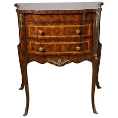 Diminutive Burl Walnut and Satinwood Two Drawer Commode by Maitland Smith