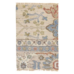 Beige Apadana's Modern Oushak Style Handmade Custom Wool Rug
