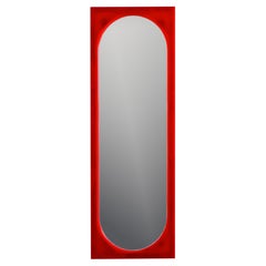 Retro Mid Century Tall Red Plastic Mirror Attributed to Anna Castelli for Kartell