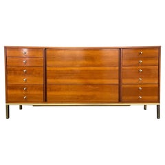 Vintage Mid-Century Modern Dresser, Sideboard, Style or John Stuart, Metal Base