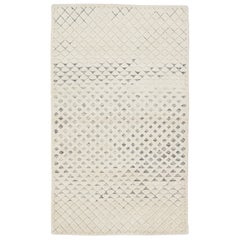 Modern Moroccan Style Ivory Handmade Custom Wool Rug