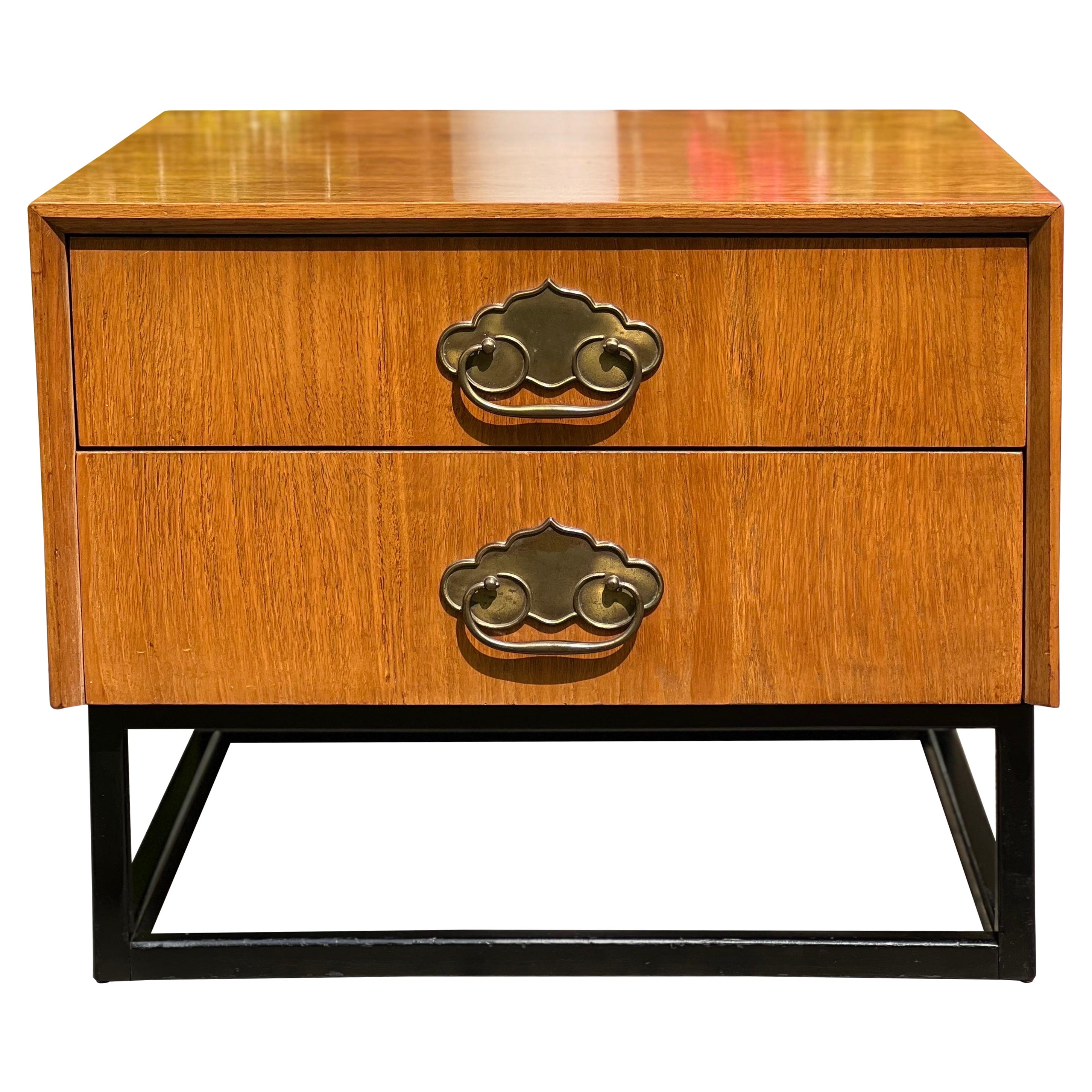 American of Martinsville Asian Inspired Large Square Side Table or Nightstand