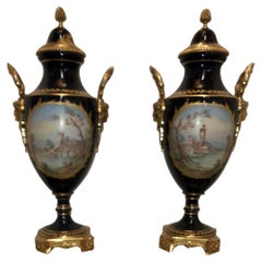 Antique Pair of Porcelain Urns 