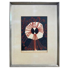 Retro Shinjiro Nozaki Signed Limited Edition Modern Japanese Silkscreen Flower Print