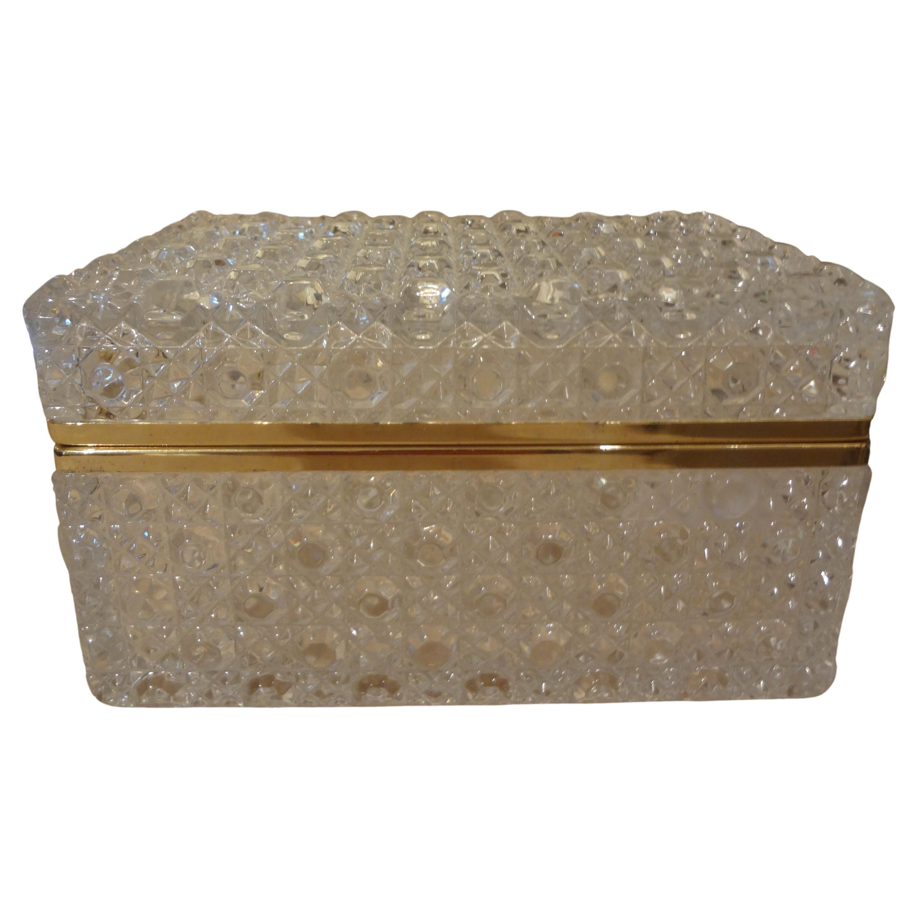 Glass Box with Silver Plate Trim and Brass Closure For Sale at 1stDibs