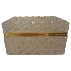 Vintage Decorative Glass Box Trimmed in Brass