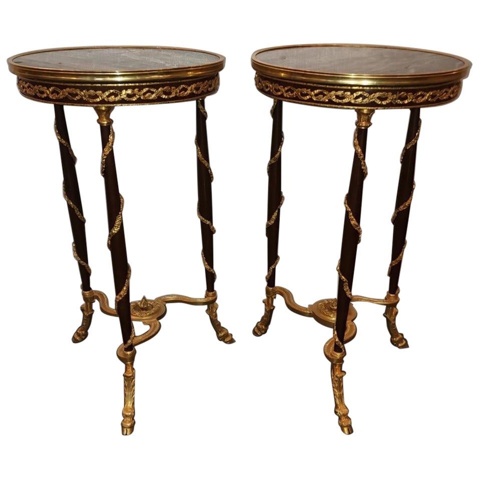 French Pair of Mable top tables  For Sale