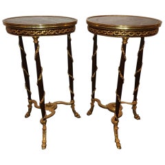 Antique French Pair of Mable top tables 