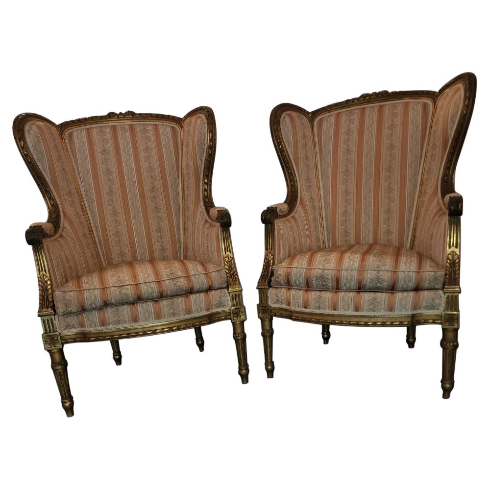 Pair of Wing Chairs Lousi XVi For Sale
