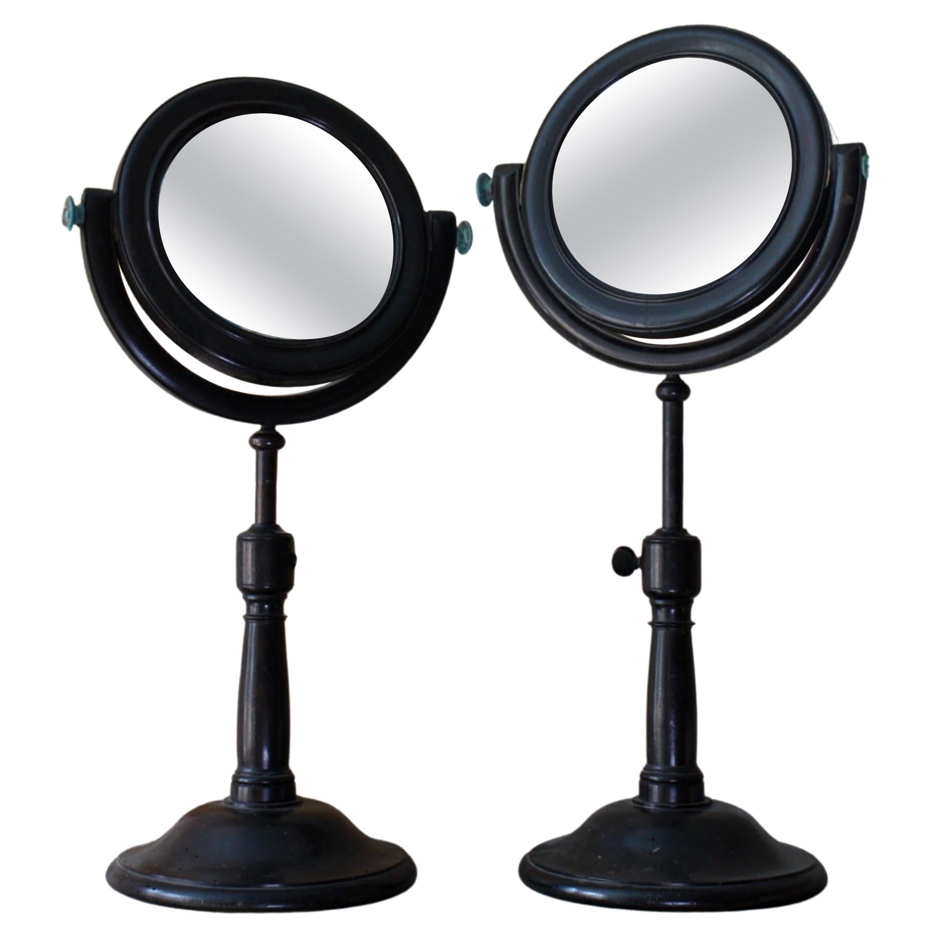 19th C Pair of Large Optical Experimental Scientific Mirrors Concave & Convex For Sale