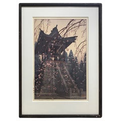 Toshi Yoshida Signed Japanese Woodblock Print Heirinji Temple Bell Tsurigane-do