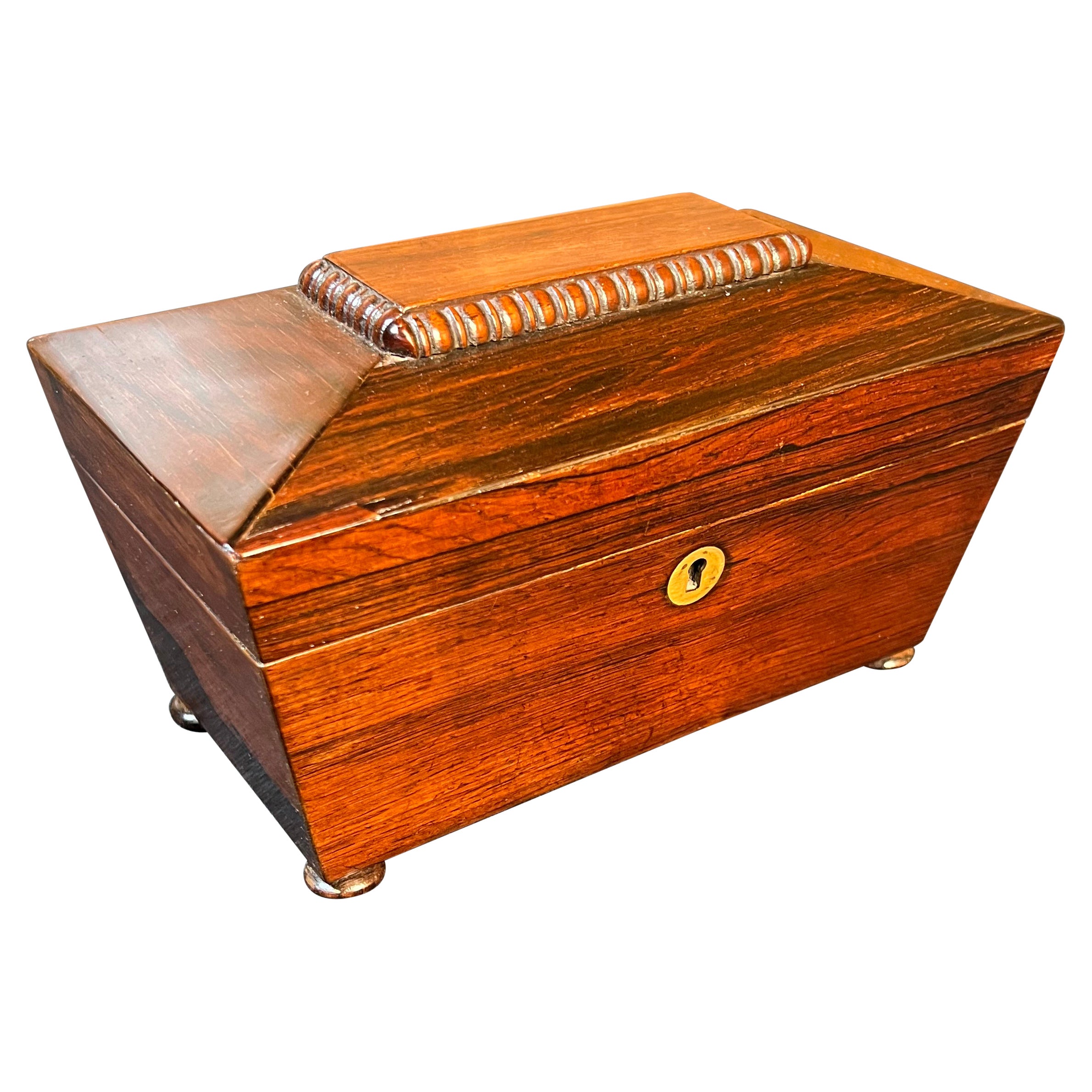 Regency Rosewood Sarcophagus Form Tea Caddy For Sale