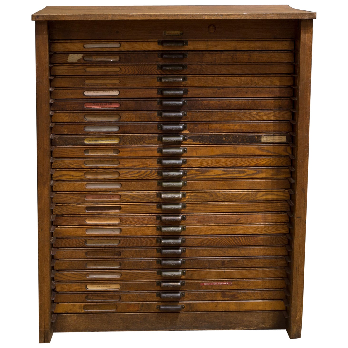 Antique Hamilton Industrial Typesetter's 24 Drawer Cabinet, c.1920-1930