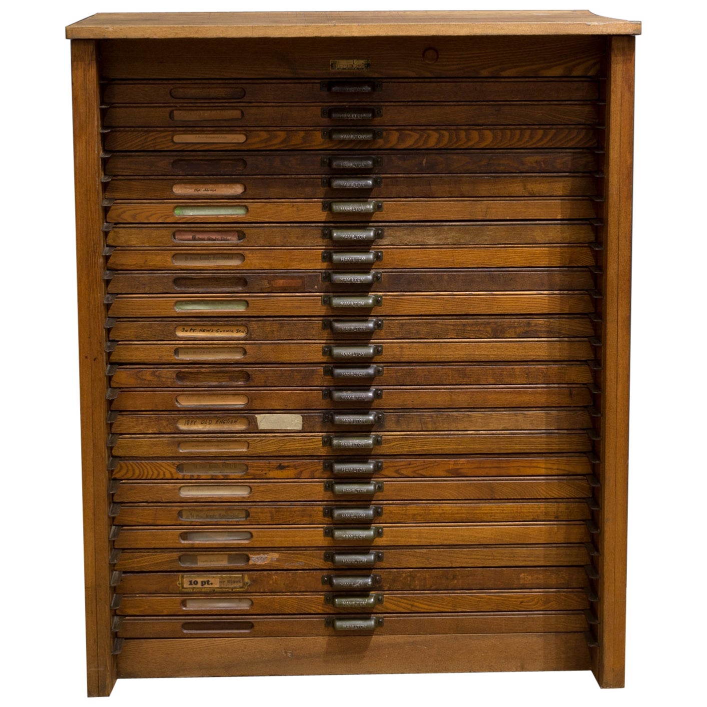 Antique Hamilton Industrial Typesetter's 24 Drawer Cabinet, C.1920-1930