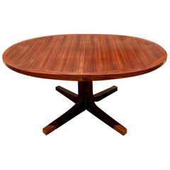 Vintage Mid-Century Modern Rosewood Oval Pedestal Dining Table with Leaves