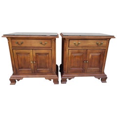 Used Stickley Chippendale Solid Cherry Nightstands, a Pair 