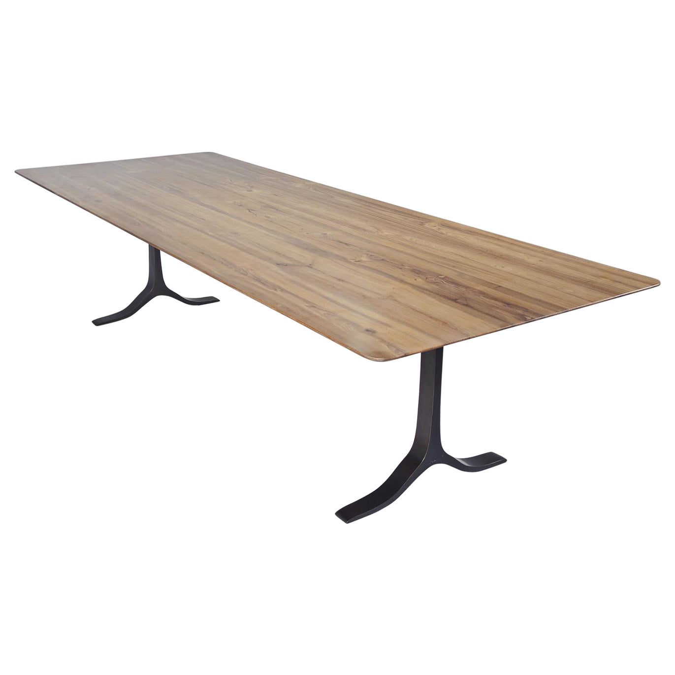 Bespoke Dining Table, Reclaimed Wood, Sand Cast Brass Base, by P. Tendercool For Sale