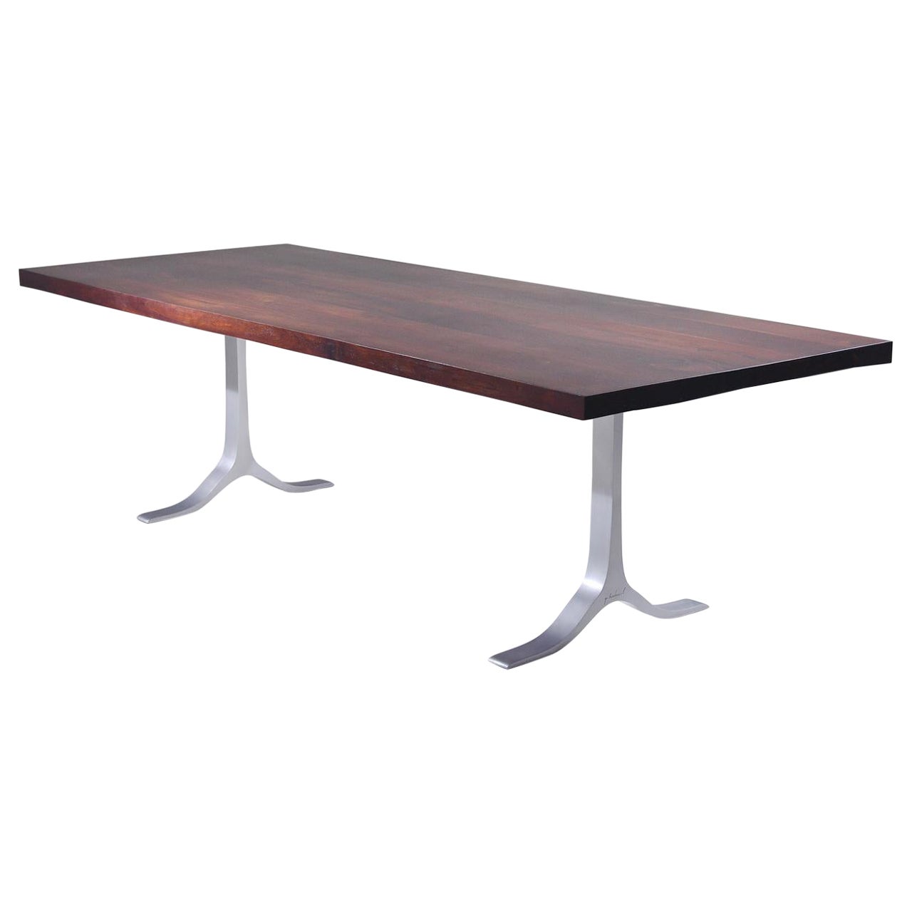 Bespoke Dining Table, Reclaimed Wood, Sand Cast Aluminum Base, by P. Tendercool For Sale