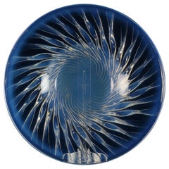 20th Century Opalescent Glass Bowl Entitled "Algues Salver" by René Lalique