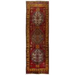 4.7x14.4 Ft Hand-Knotted Used Wool Turkish Village Runner Rug