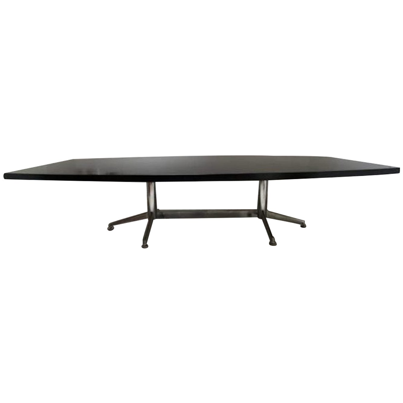 Very Large Black & Metal Dining / Conference Table
