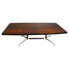 Large Dining Table, Wood Veneered Top and Metallic Basement