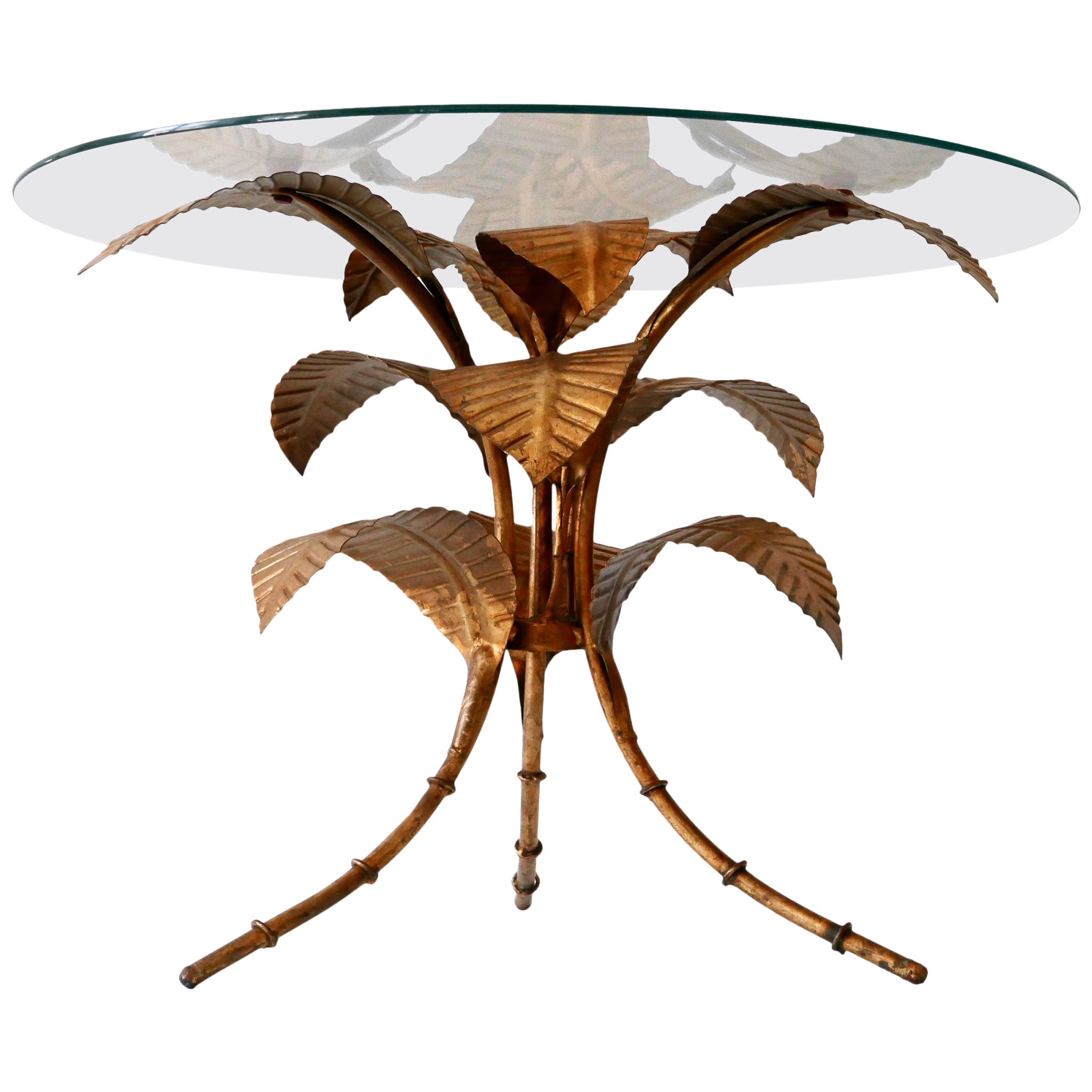 Mid-Century Modern Amazing Palm Leaves Coffee Table by Hans Kögl Germany 1970s For Sale