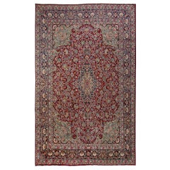 9.2x12.2 Ft Antique Persian Kashan Rug, Fine Traditional Oriental Carpet