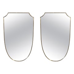 Pair of Mid-Century Brass Shield Mirrors