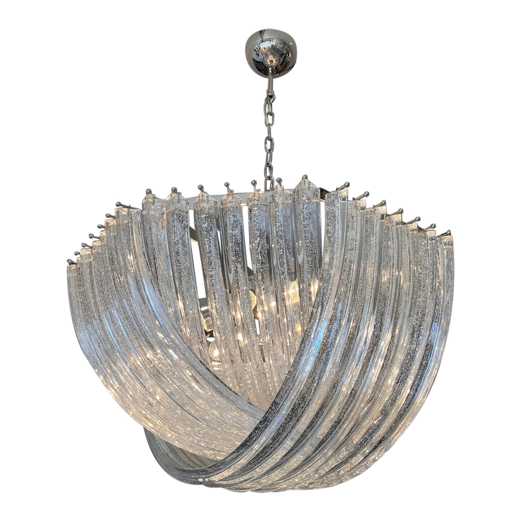 Murano Curved Sparkling Crystal Chandelier by Carlo Nason For Sale