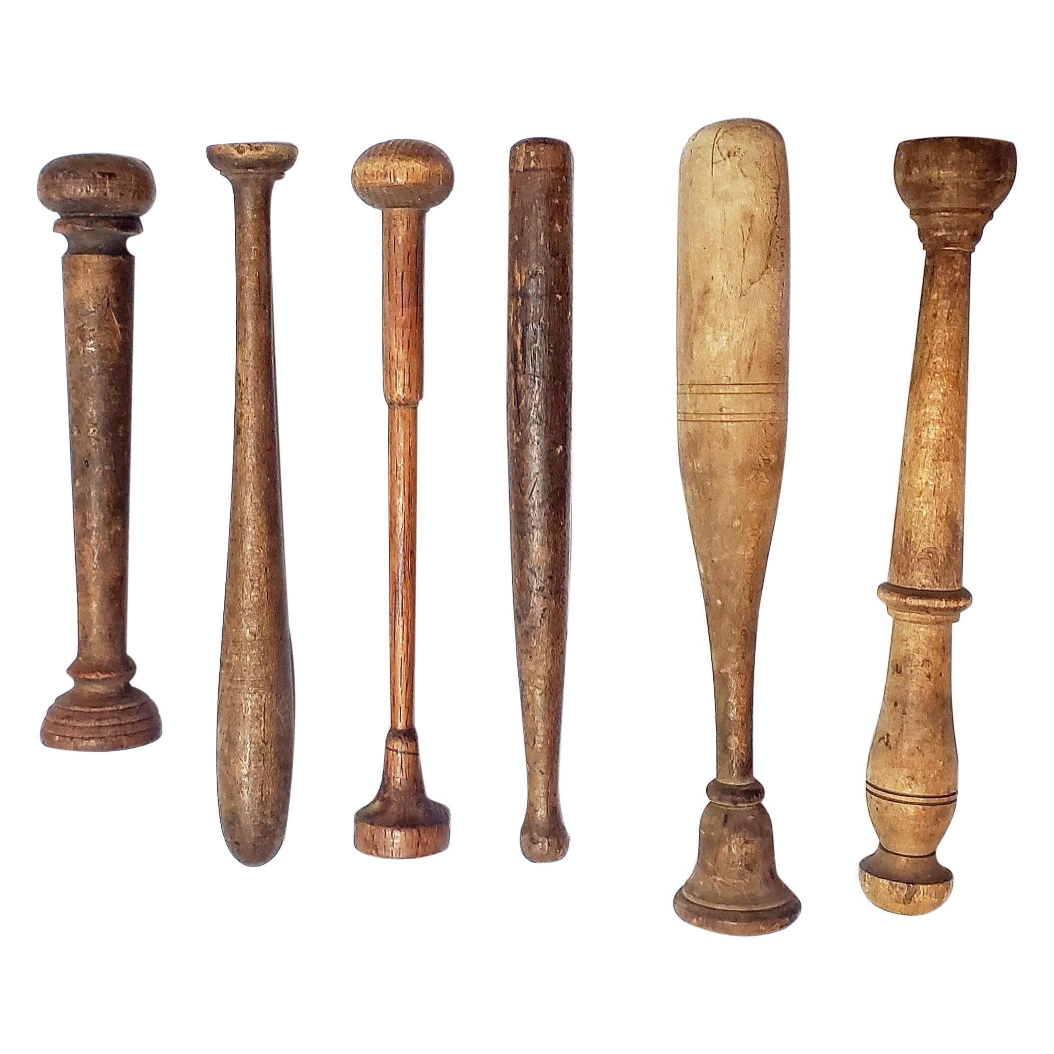 19th Century Wooden Drink Muddlers Collection of Six For Sale at 1stDibs