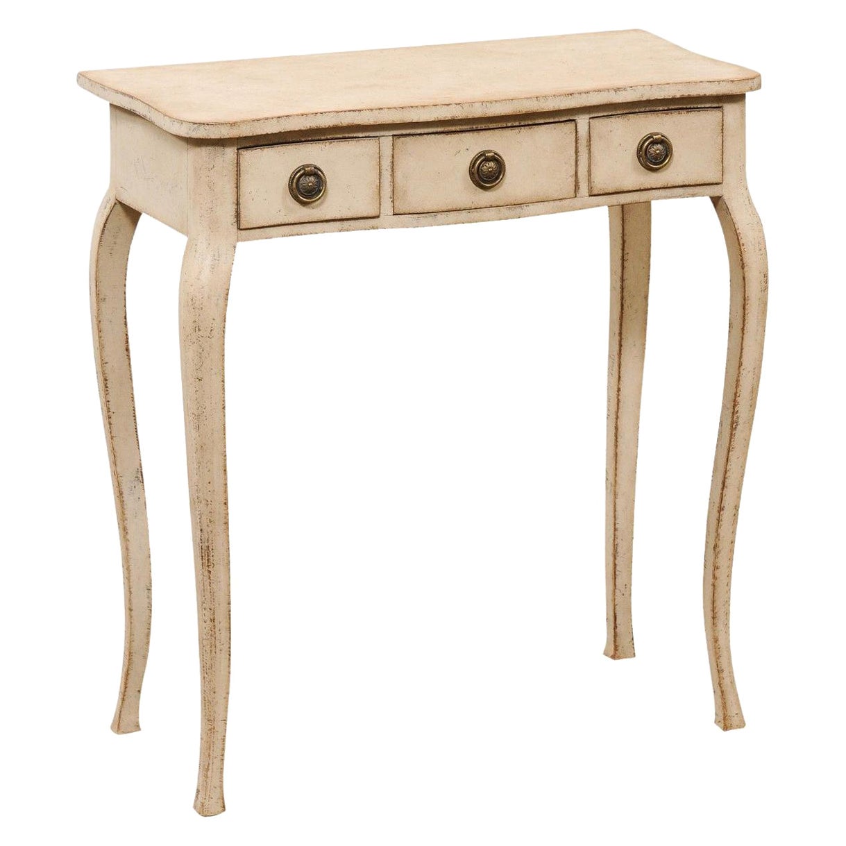 Swedish Gustavian Style 1900s Painted Wood Console Table with Carved ...