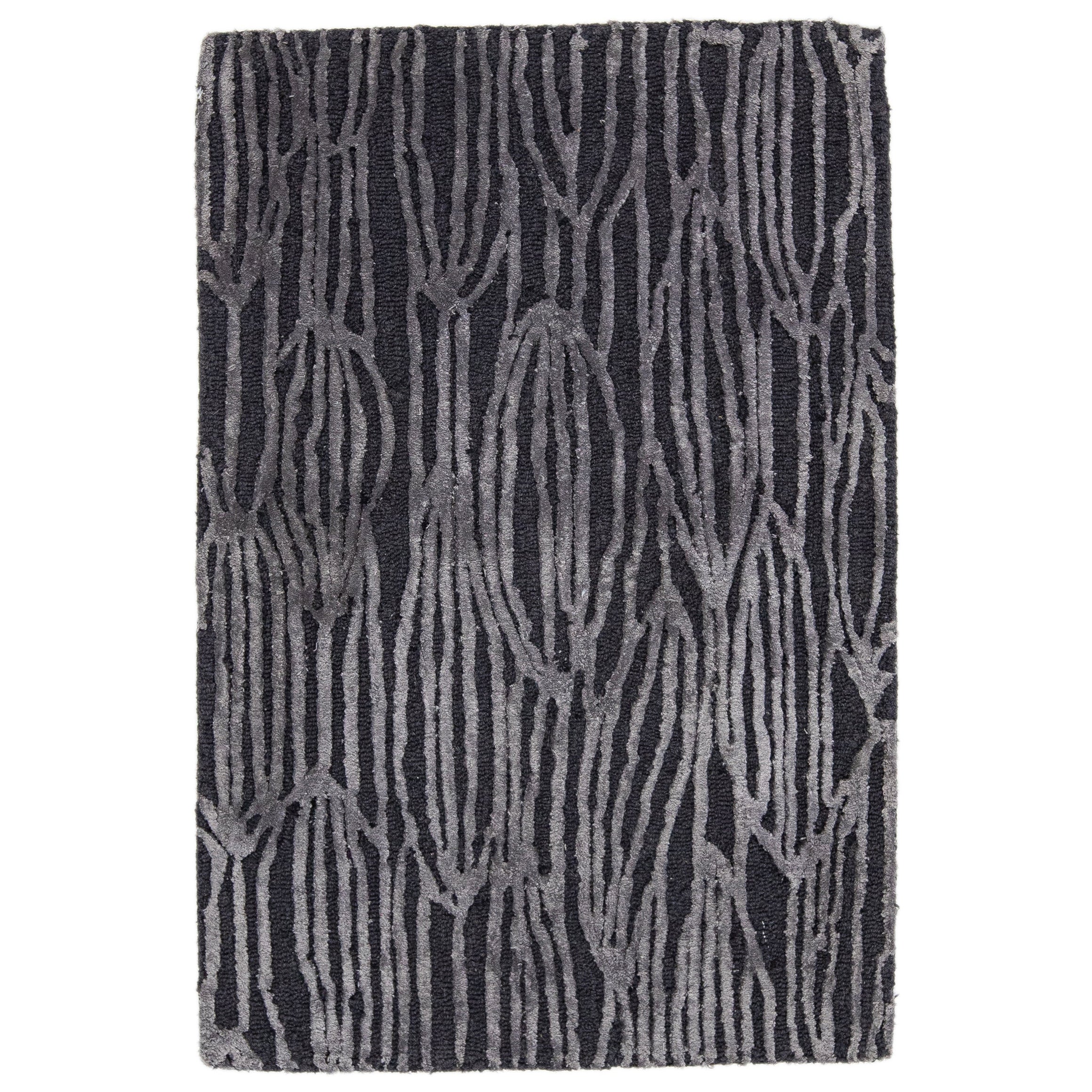 Modern Hand Tufted Charcoal Custom Wool Rug For Sale