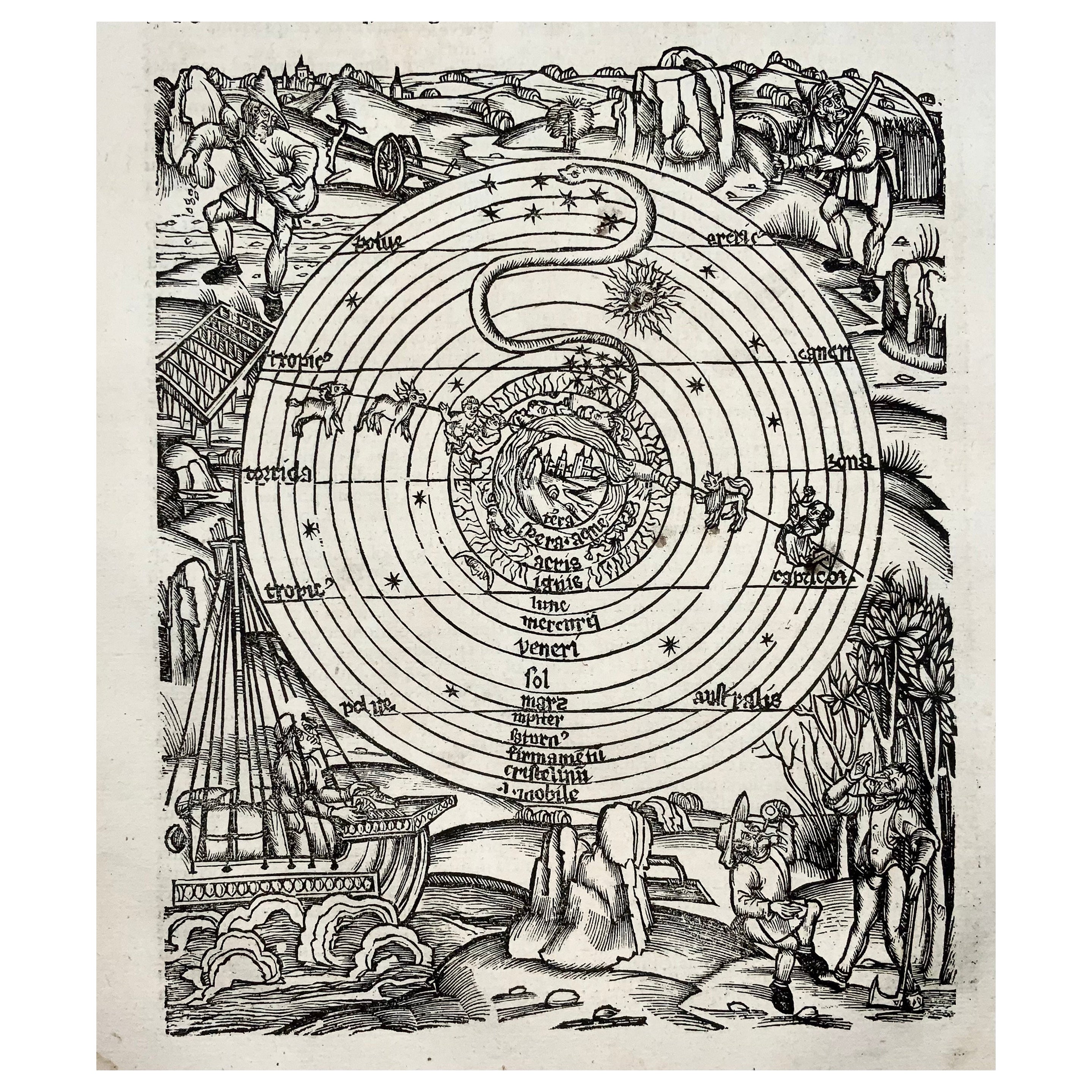 1517 Farming Calendar, Master of the Grüninger Workshop, Master Woodcut For Sale