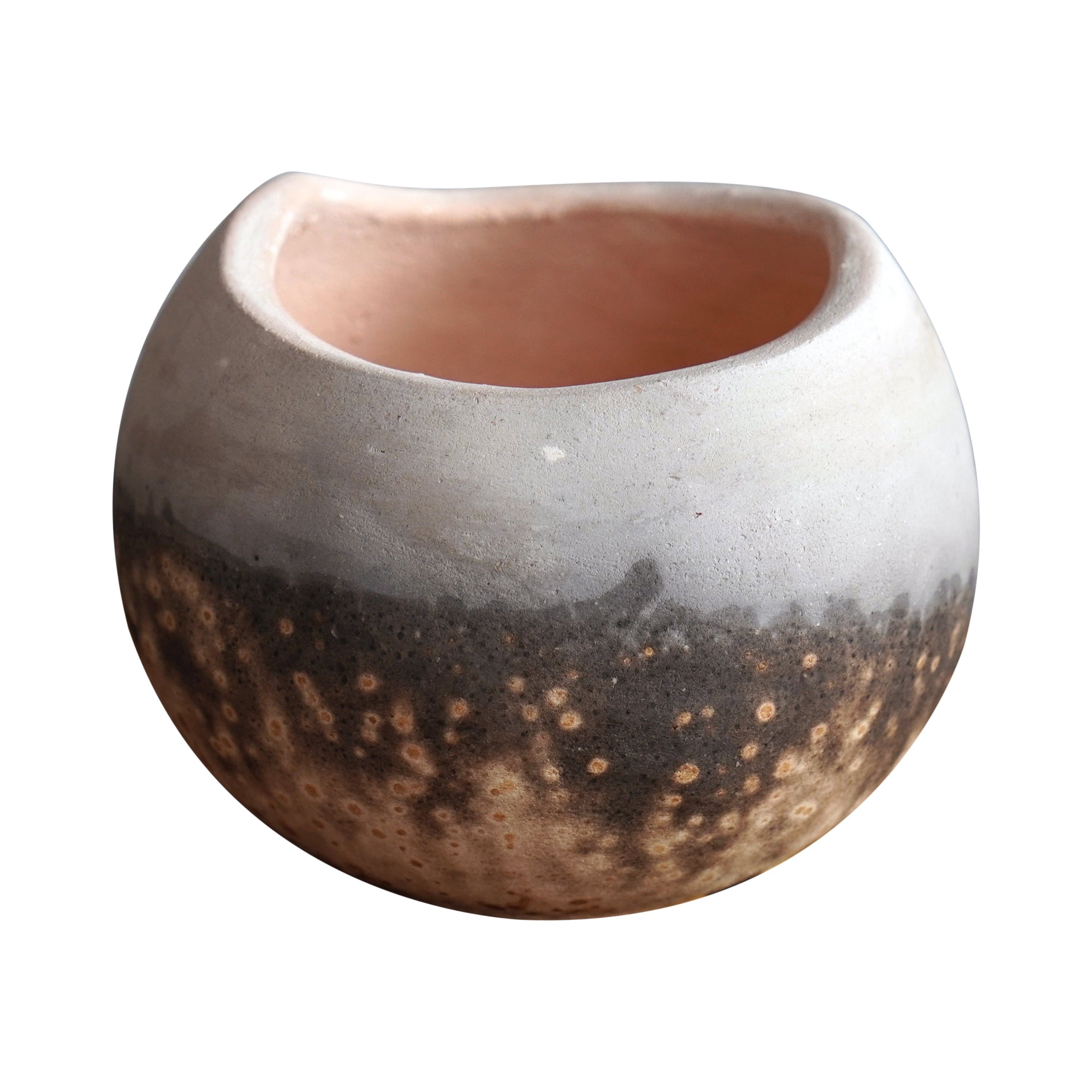 Raaquu Hikari Raku Pottery Vase - Obvara - Handmade Ceramic, Malaysia