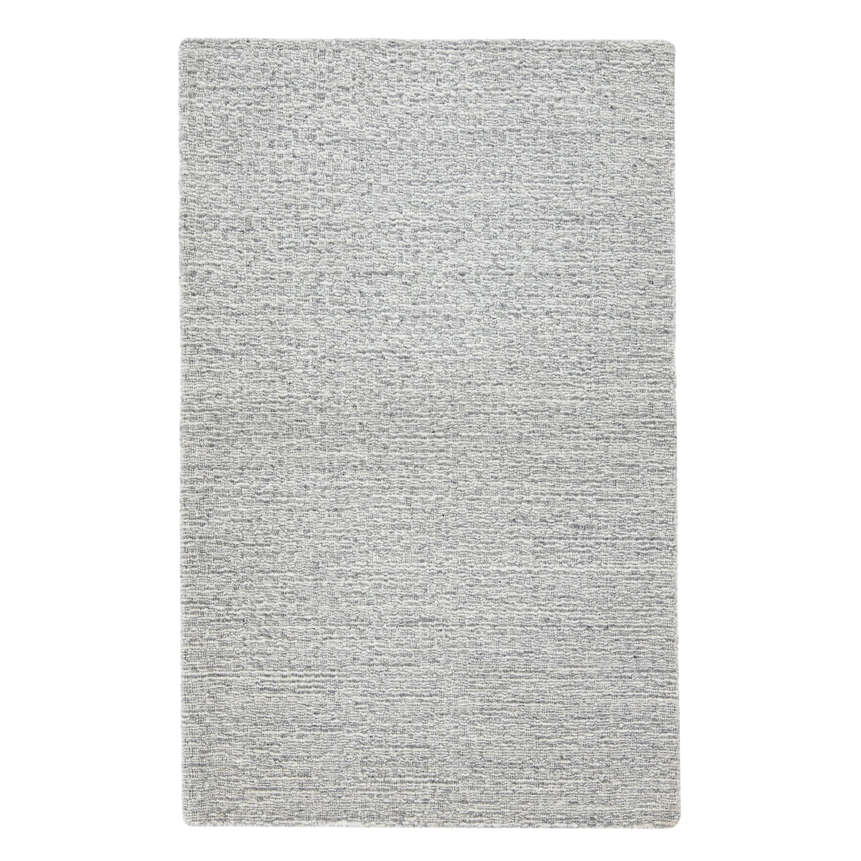 Tappeto moderno in lana personalizzato bianco/grigio con telaio a mano