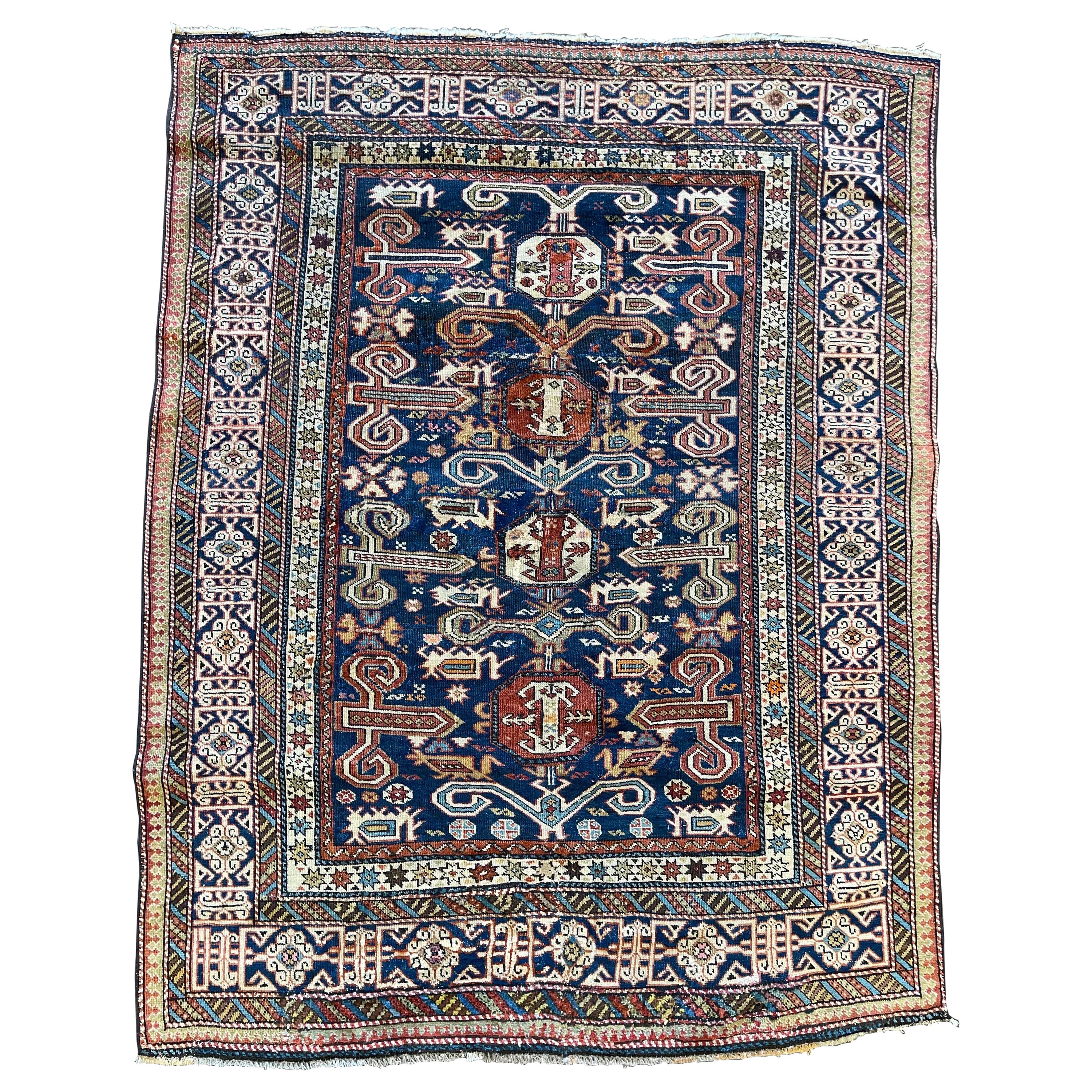 Antiker kaukasischer Perpedil-Teppich um 1900