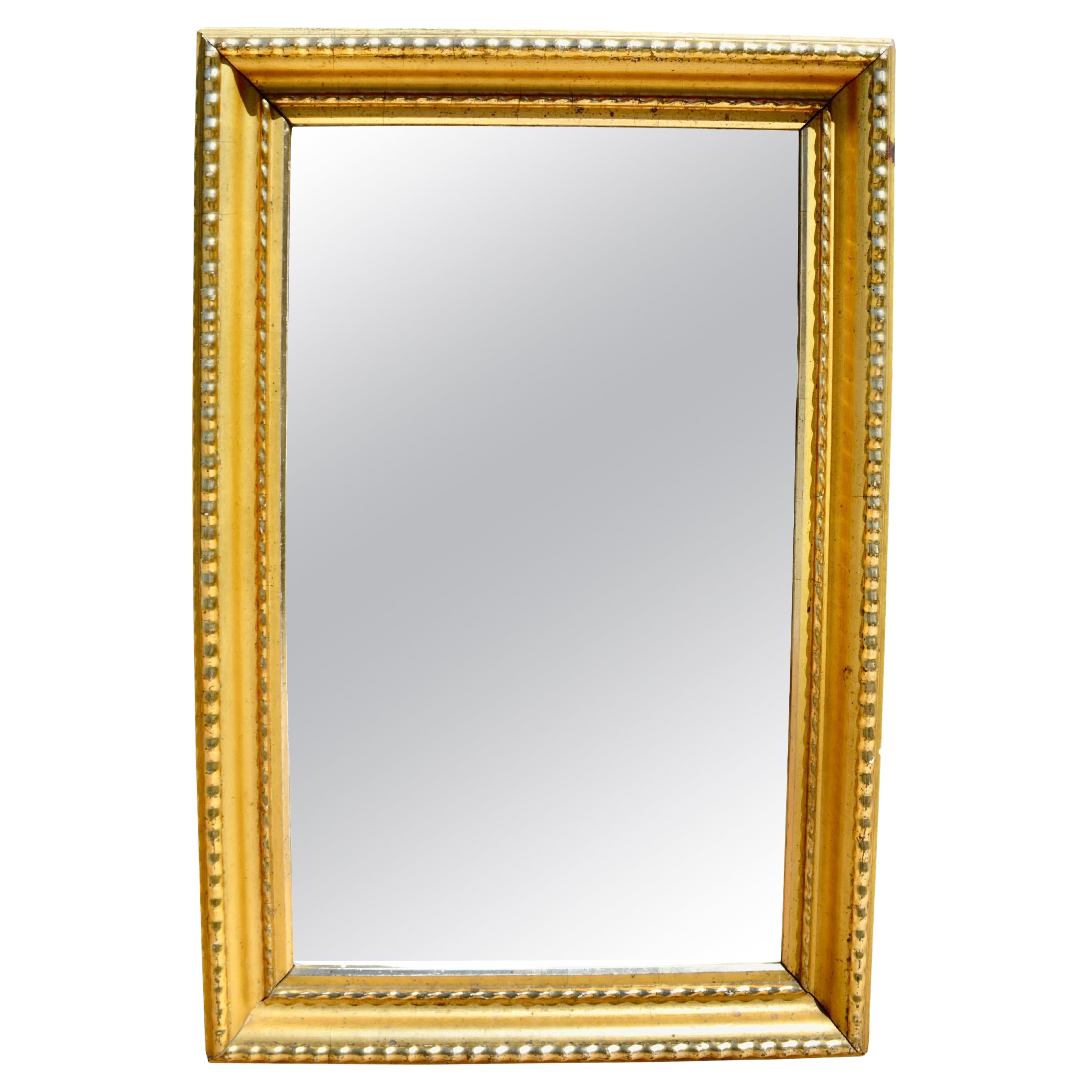 19thC Gilded Wood Framed Beveled Mirror For Sale