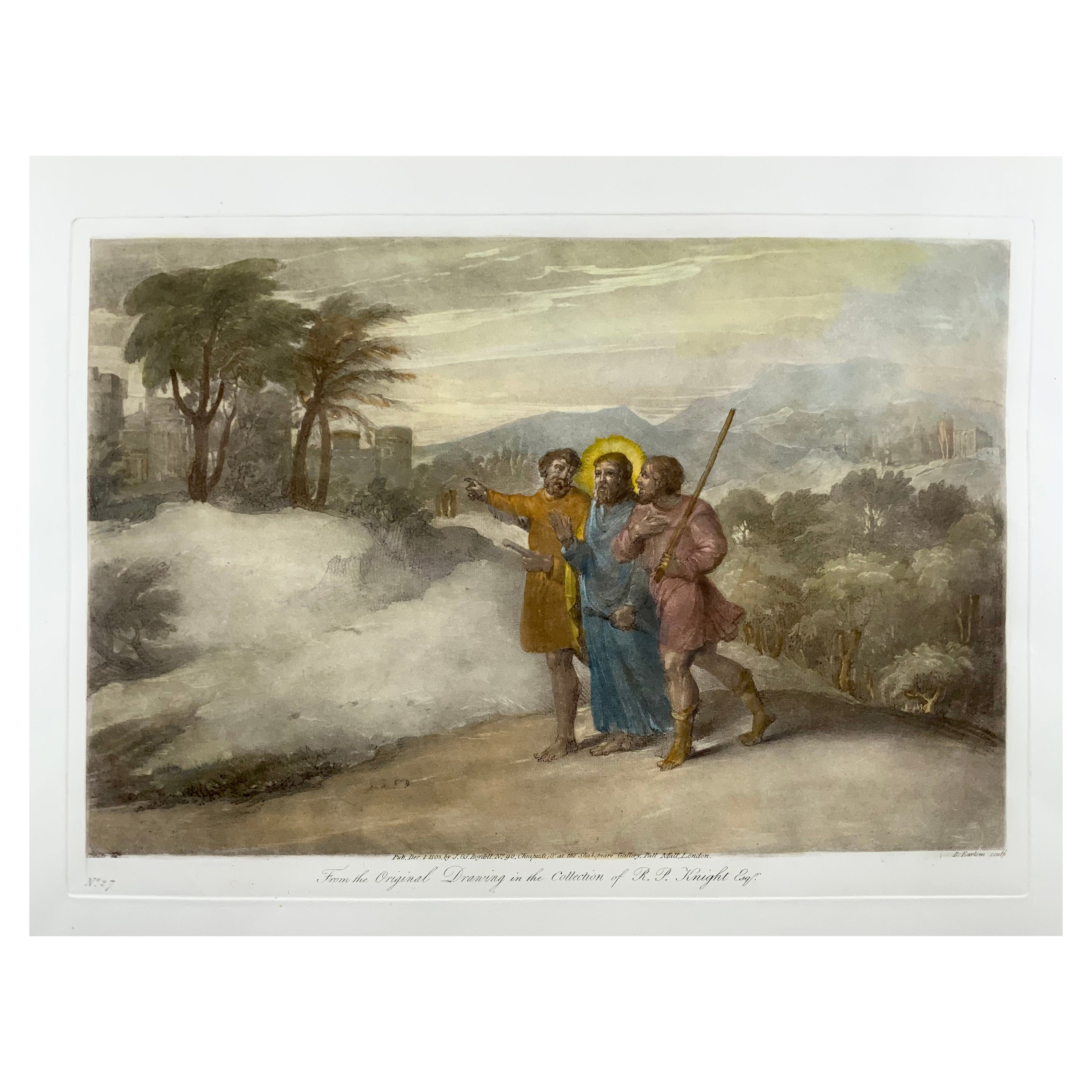 En 1803 Christ &amp; His Disciples - Richard Earlom d'après Claude Lorraine - Mezzotint