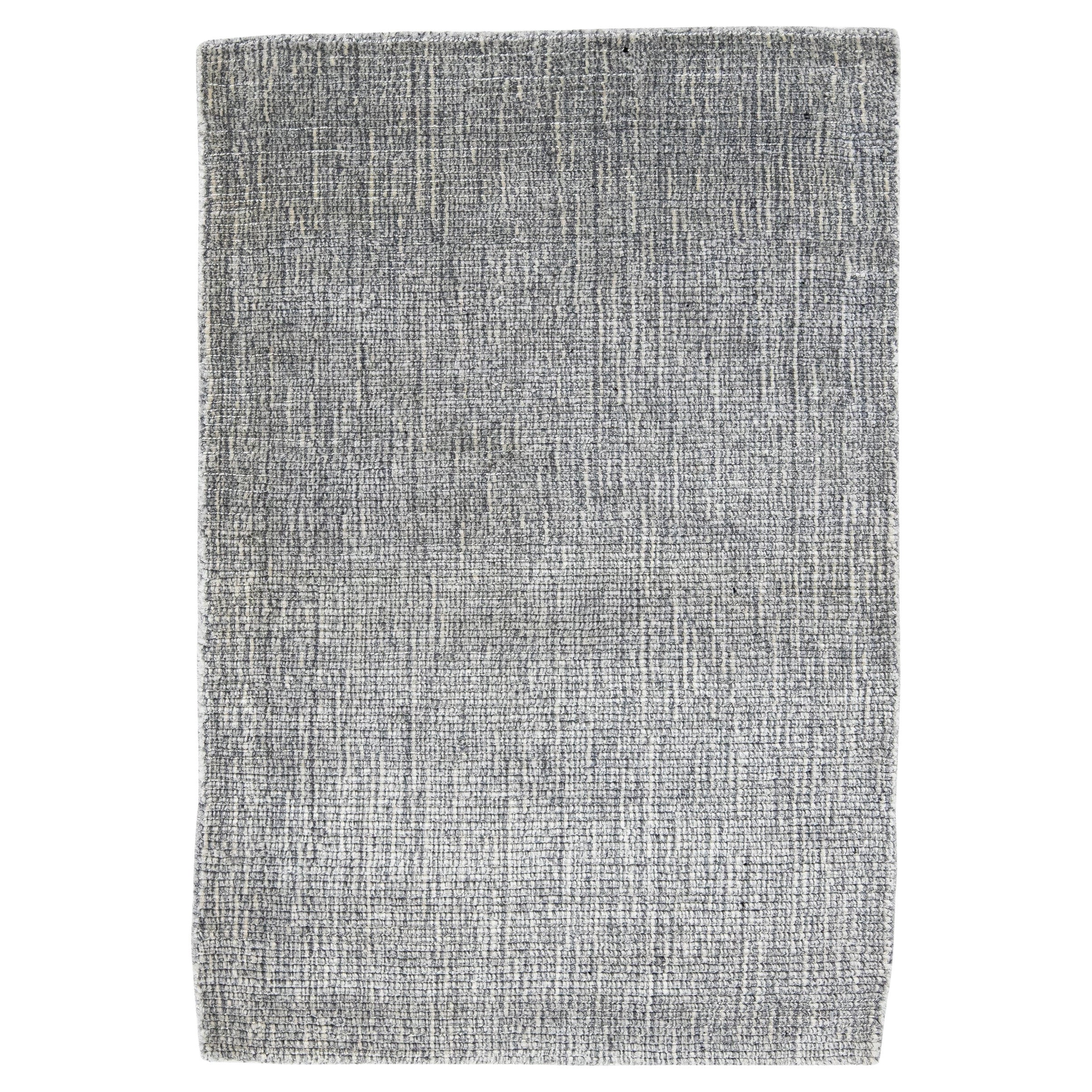 Modern Hand Loom Gray Custom Wool Rug