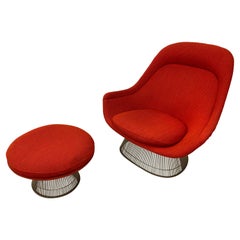 Warren Platner Easy Lounge Chair and Ottoman in Original Cado Red Fabric/ 1970