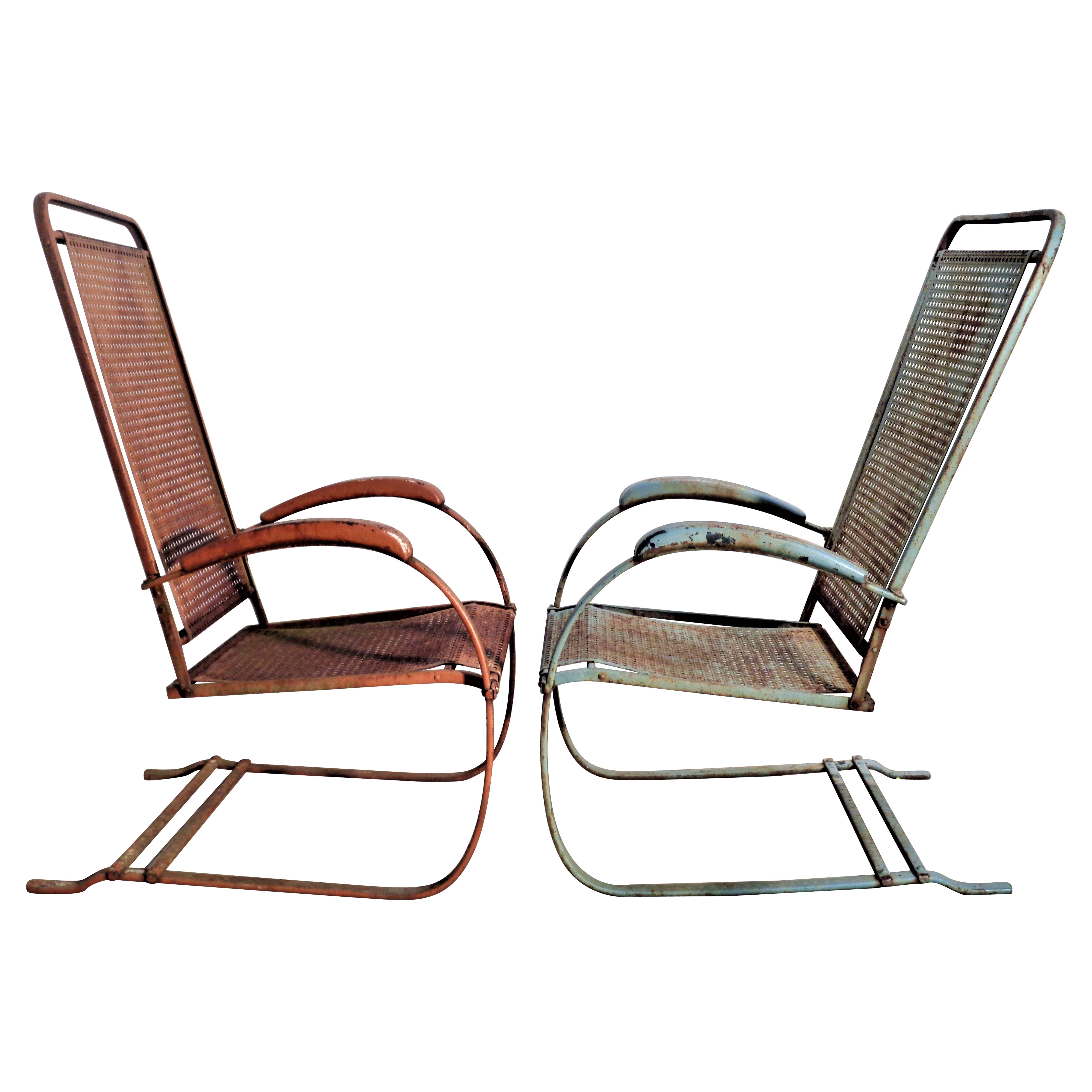   Classic Metal Mesh Spring Steel Cantilever Bounce Chairs - Howell Co. 1930's